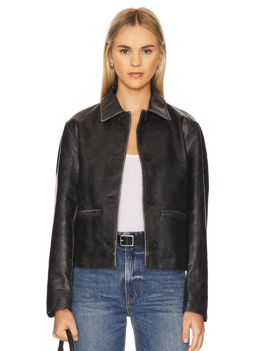 NWT Free People We The Free Hera Faux Leather Jacket in Black
